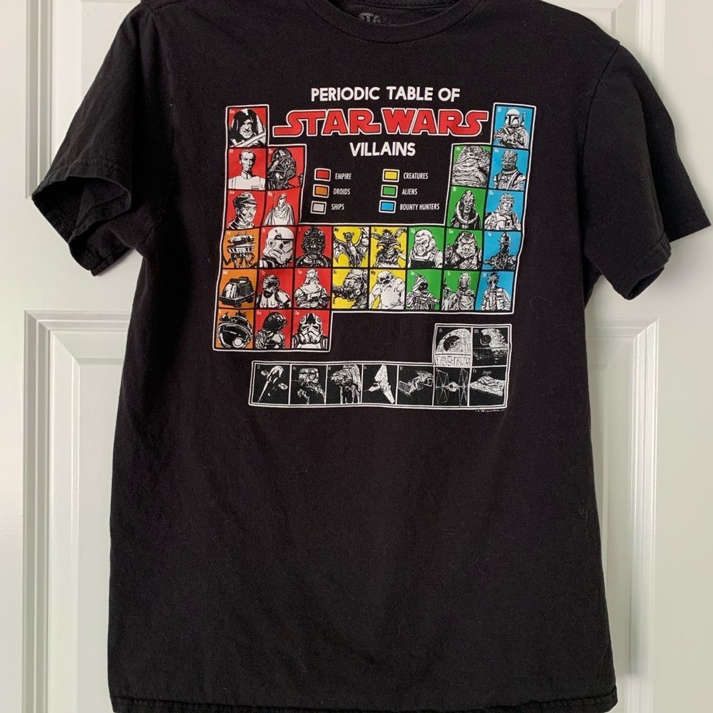 Star Wars Mens Tshirt Periodic Table of Villains Size Medium